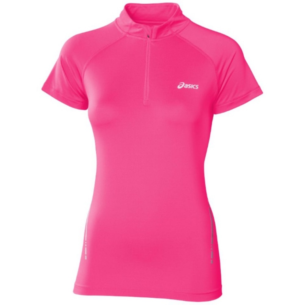-Women's ASICS Golf Pink Zipper Front S/S Shirt-Small As Is
